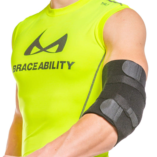 BraceAbility Cubital Tunnel Syndrome Brace - Ulnar Nerve Padded Elbow Splint for Sleeping and Daytime Support for Radial Neuropathy and Nerve Entrapment Treatment Pain-Relief and Recovery (Universal) The Blue Coil