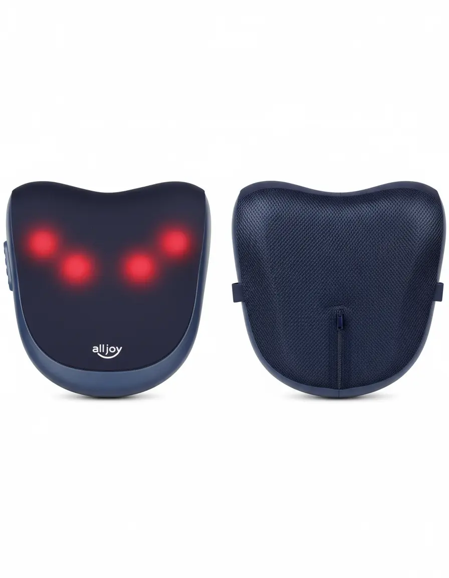 ALLJOY Cordless Back Massager with Heat Shiatsu Neck and Back Massager for Pain Relief Deep Tissue 3D Kneading Massage Pillow for Neck Back and Shoulders Gifts for Men Women The Blue Coil