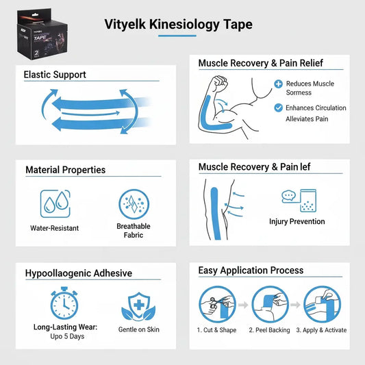 VityElk Kinesiology Tape (2 Rolls) - Elastic Premium Uncut Athletic Tape The Blue Coil