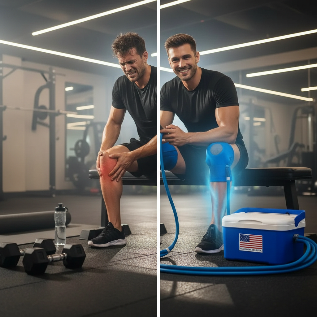 Cold Therapy Machine System with Programmable Timer Ice Machine for Knee after Surgery Recovery - The Blue Coil