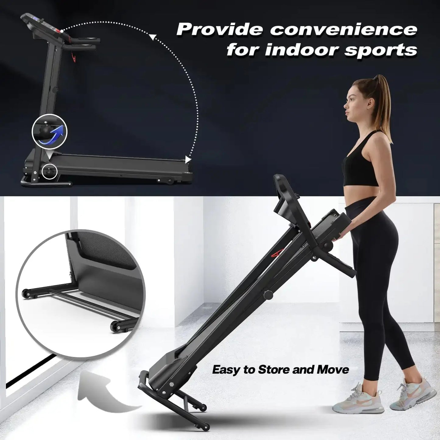 Home Folding Treadmill With Pulse Sensor The Blue Coil