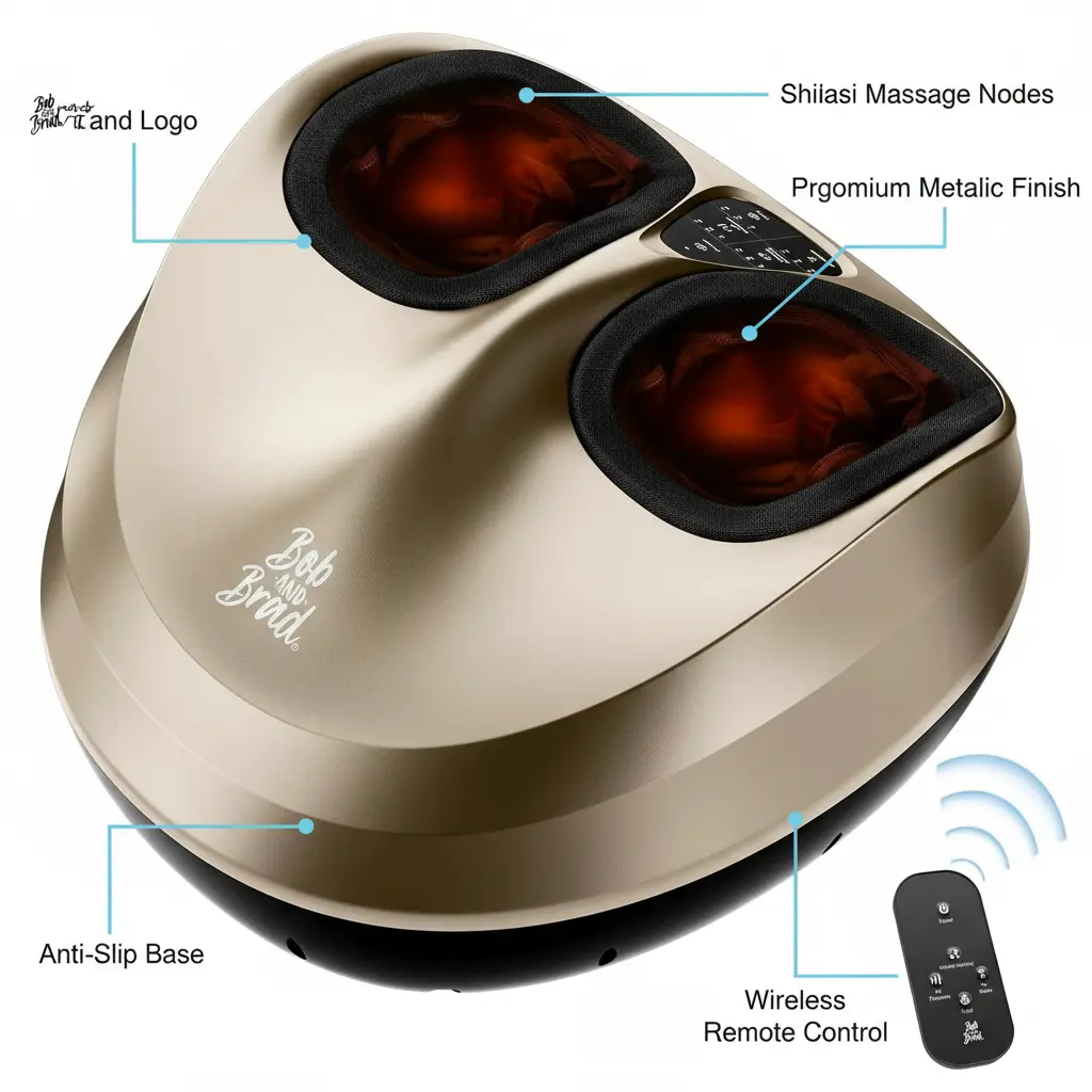 BOB AND BRAD Foot Massager with Heat FSA/HSA Eligible Heated Electric Feet Massager Machine for Neuropathy Shiatsu Deep Kneading Foot Care The Blue Coil