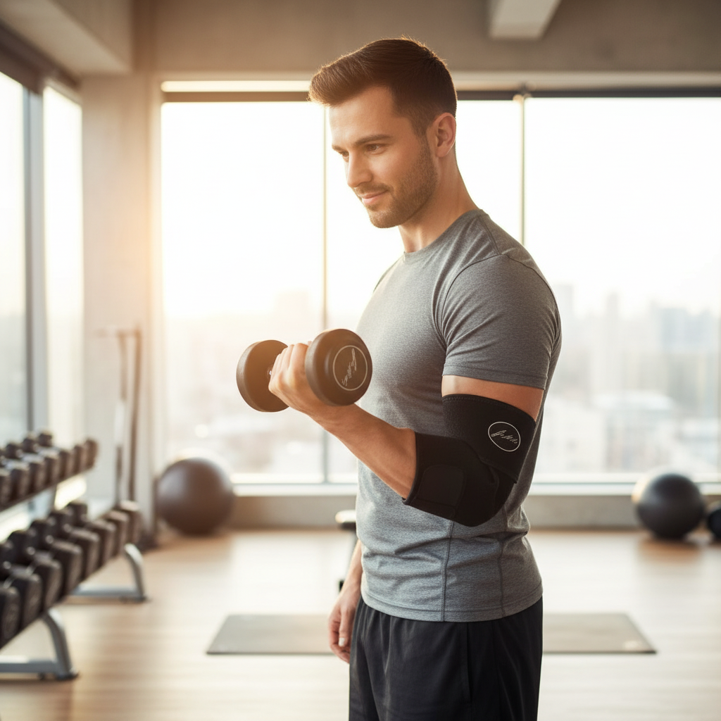 Dr. Arthritis Doctor Developed Premium Copper Lined Elbow Support Brace And Handbook Relief & Support for Elbow Injuries and Other Elbow Conditions The Blue Coil