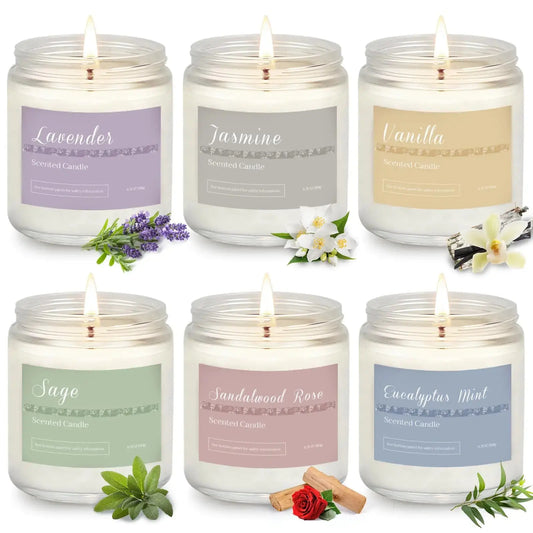 6 Pack Candles for Home Scented Aromatherapy Candles Gifts Set for Women Lavender Candle 37.8 oz 300 Hour Long Lasting Candles Stocking Stuffers Birthday Valentine Christmas Anniversary Present The Blue Coil