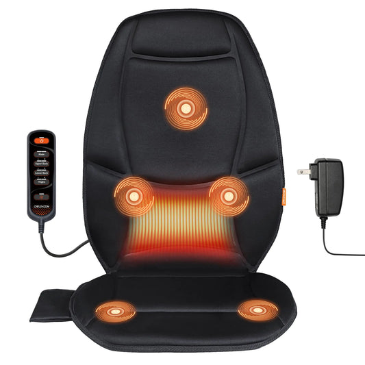 CARSHION Massage Seat Cushion with Heat Massage Chair Pad with 5 Vibraiton Motors 3 Vibrating Modes 2 Intensities Back Massager for Home Office Use Warm Gift for Pain Relief