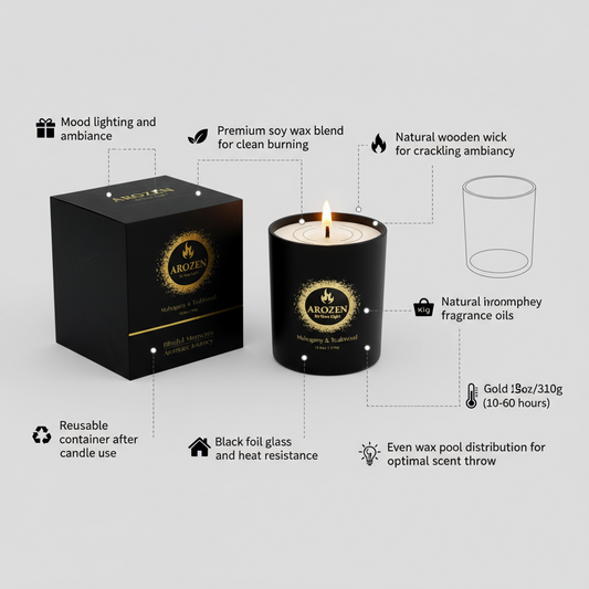 Mahogany Teakwood Candle Scented Candles Gifts for Men Valentines Day Holiday Masculine Candles Gifts Soy Candles for Home Scented Black Candles Long Lasting Candles with 70H Burn Time 10.8oz