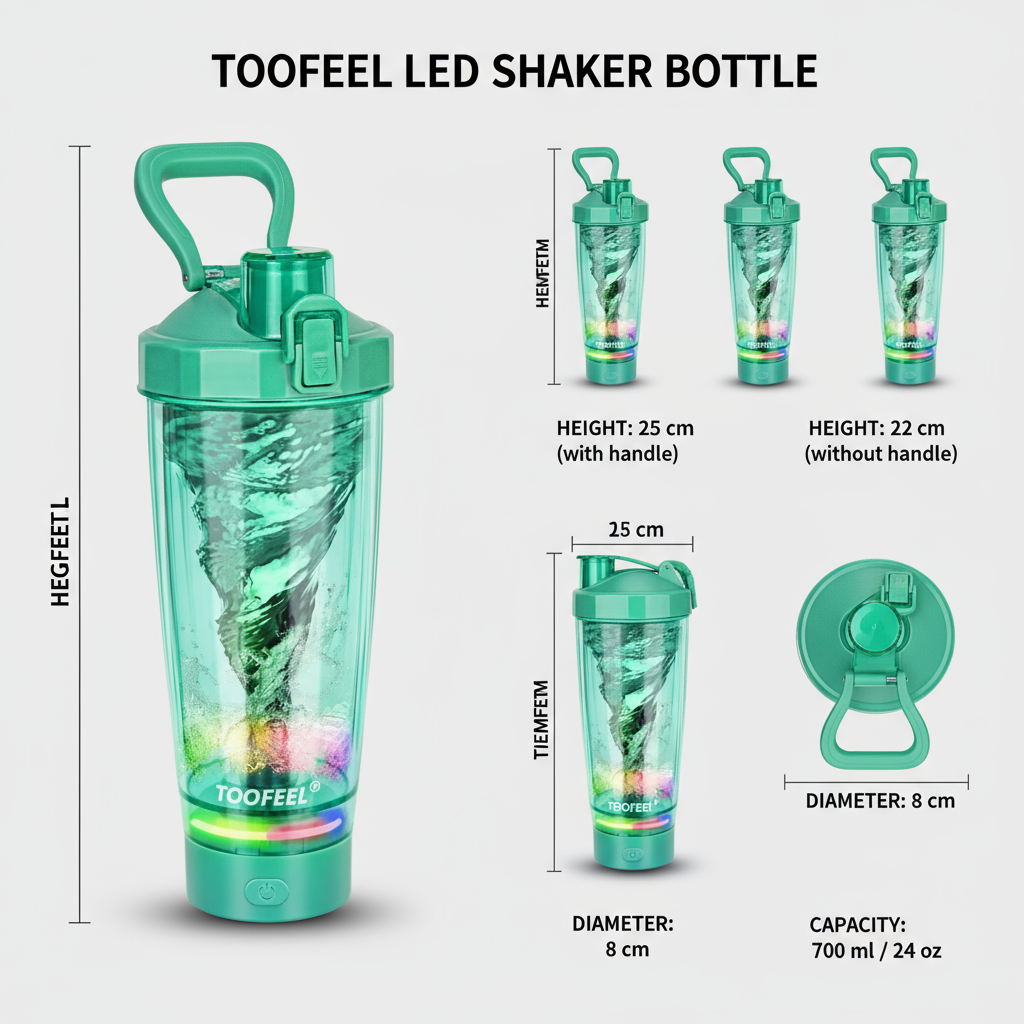 TOOFEEL Electric Protein Shaker Bottle - 20 oz USB Rechargeable Shaker Cups for Protein Shakes Self Stirring Shaker Bottle for Protein Mixes BPA Free Workout Gym Shaker Bottle