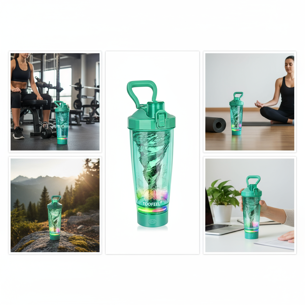 TOOFEEL Electric Protein Shaker Bottle - 20 oz USB Rechargeable Shaker Cups for Protein Shakes Self Stirring Shaker Bottle for Protein Mixes BPA Free Workout Gym Shaker Bottle