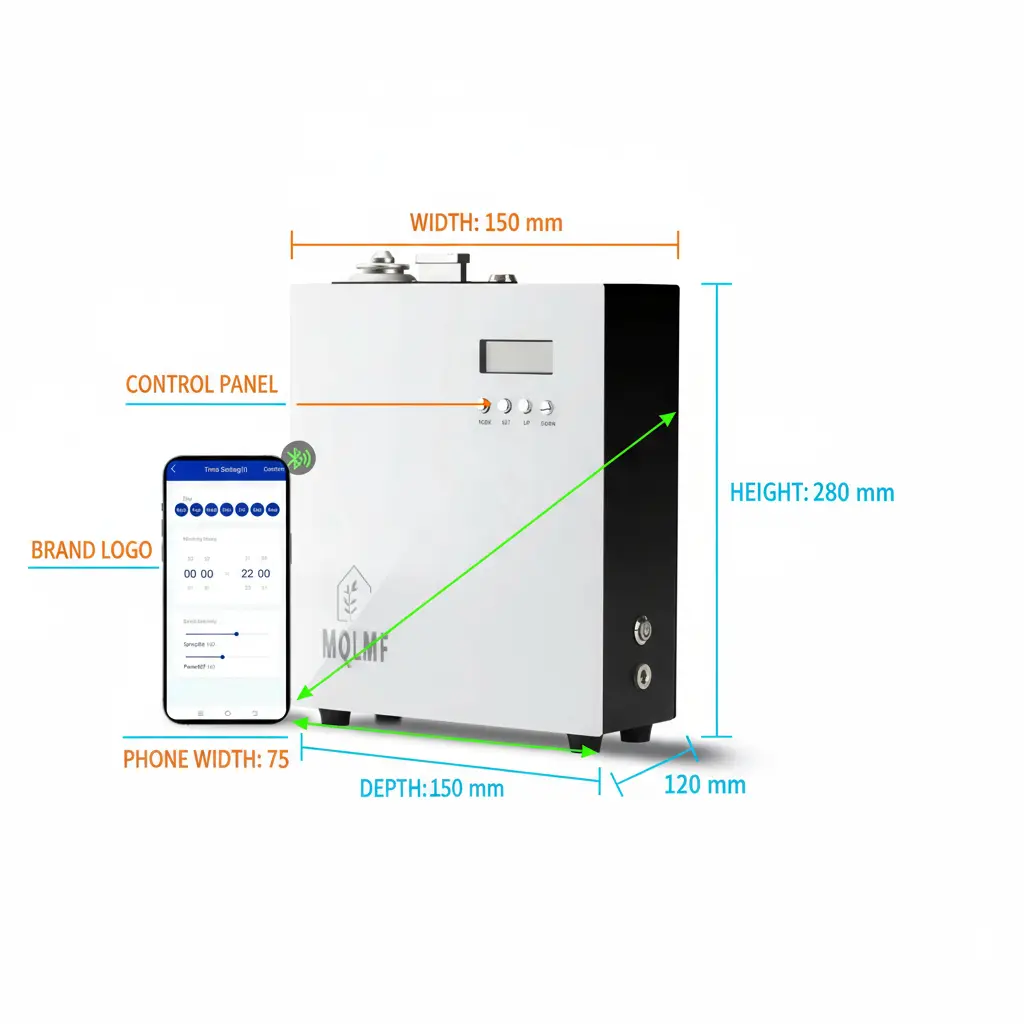 MQLMF HVAC Scent Diffuser Whole House - 3000 Sq FtUltra QuietMetalWI-FI & Bluetooth AppHotel Collection Diffuser MachineCold Air DiffuserScent Air Machine for Home - Arctic White The Blue Coil