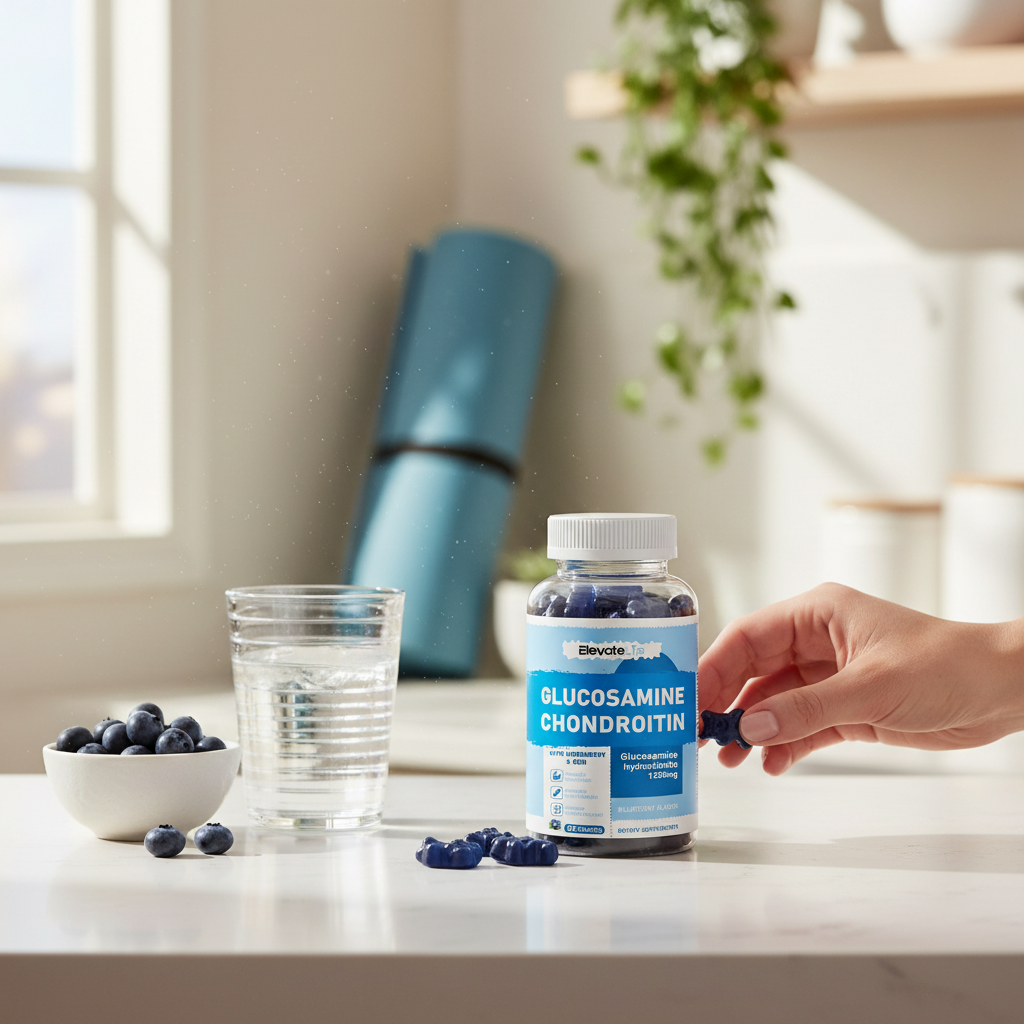 Glucosamine Chondroitin Gummies - Extra Strength Joint Support Supplement with MSM & Elderberry for Natural Joint Antioxidant Immune Support for Adults Men & Women 90 Blueberry Gummies The Blue Coil