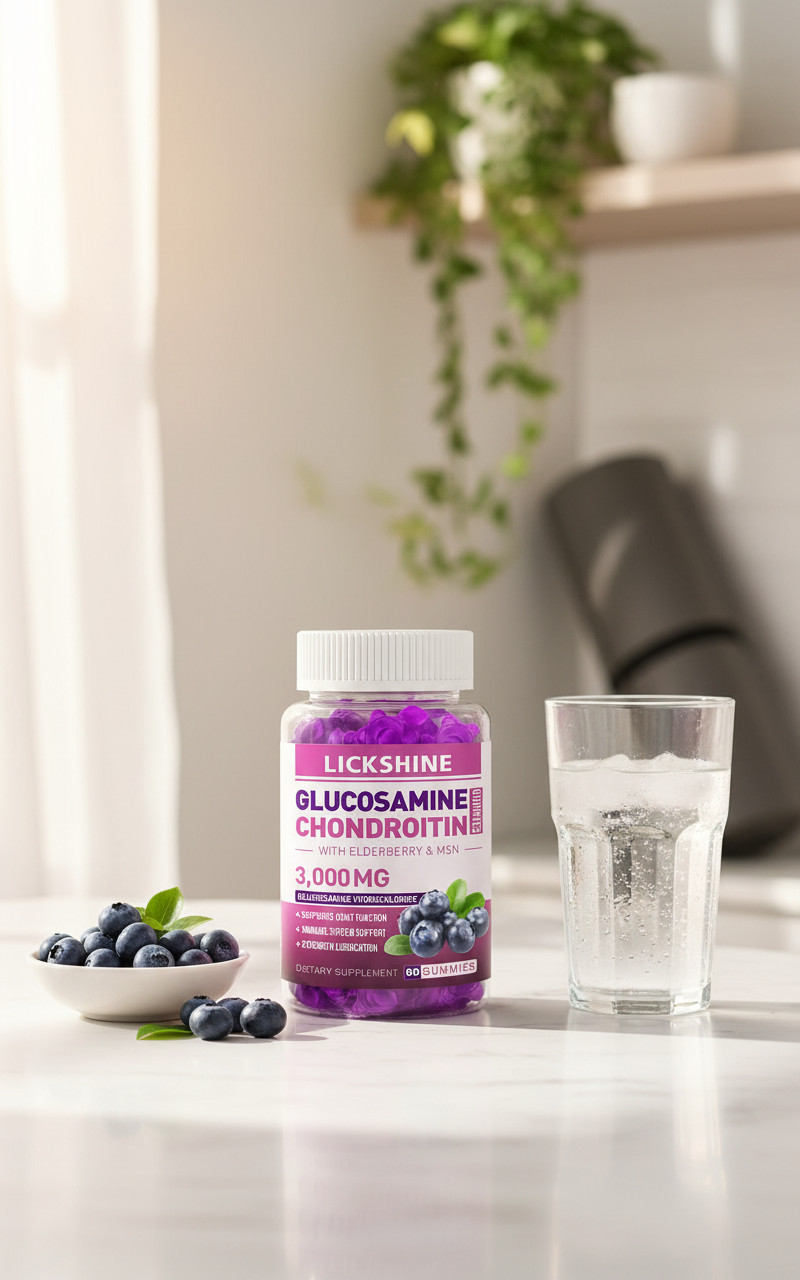 Glucosamine Chondroitin Gummies with MSM & Elderberry - Extra Strength Joint Health Flexibility Antioxidant Immune Support Supplement Gummy for Adults Men & Women (1 Pack) The Blue Coil