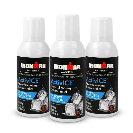 Curad Ironman ActivICE Topical Cooling Spray Pain Relief for Arthritis Joint Muscle Back & Body Aches & Pain 4-oz (3 Count) The Blue Coil