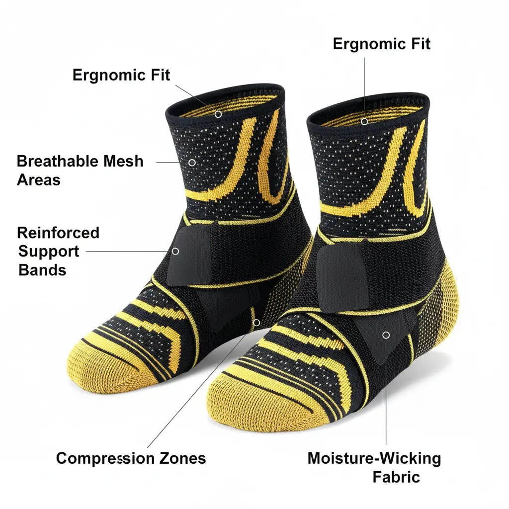 IZWEAR Ankle Brace with Straps (PAIR) for Plantar Fasciitis and Sprained Ankle The Blue Coil