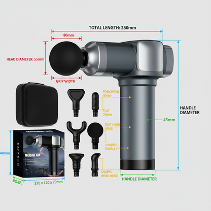 KUPAKY Massage Gun Deep Tissue Massage Gun for Pain Relief Handheld Electric Muscle Back Massager Super Quiet Percussion Electric Massager with 30 Speed Levels 6 Massage Heads Carry Case (Grey)