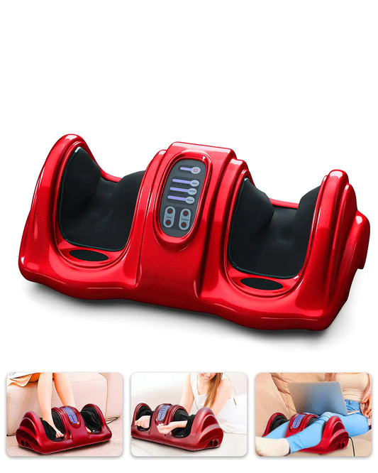 ARLIME Foot Massager Machine Stimulates Blood Circulation Deep Kneading Shiatsu Foot Massager Rolling & Pulsing for Leg Calf Arm Ankle w/Remote Red