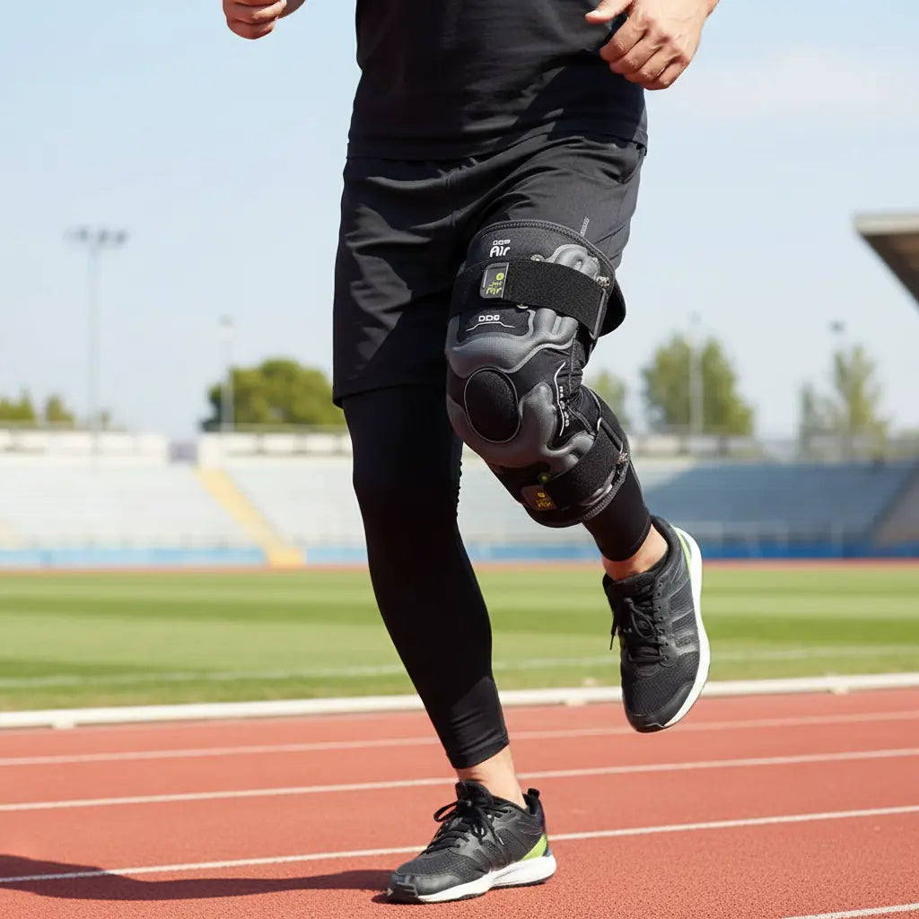 DDS Air Pneumatic Compression Knee Brace - Relief for Sore Joints Muscle Stiffness and Meniscus Pain. Compression Sleeve for Sports and Exercise Improve Circulation Reduce Knee Pain & Swelling (L) The Blue Coil