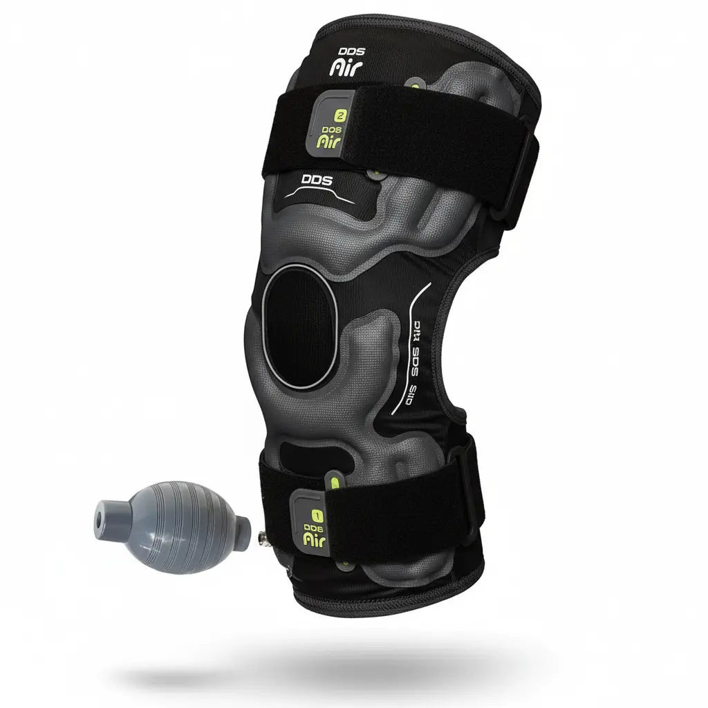 DDS Air Pneumatic Compression Knee Brace - Relief for Sore Joints Muscle Stiffness and Meniscus Pain. Compression Sleeve for Sports and Exercise Improve Circulation Reduce Knee Pain & Swelling (L) The Blue Coil