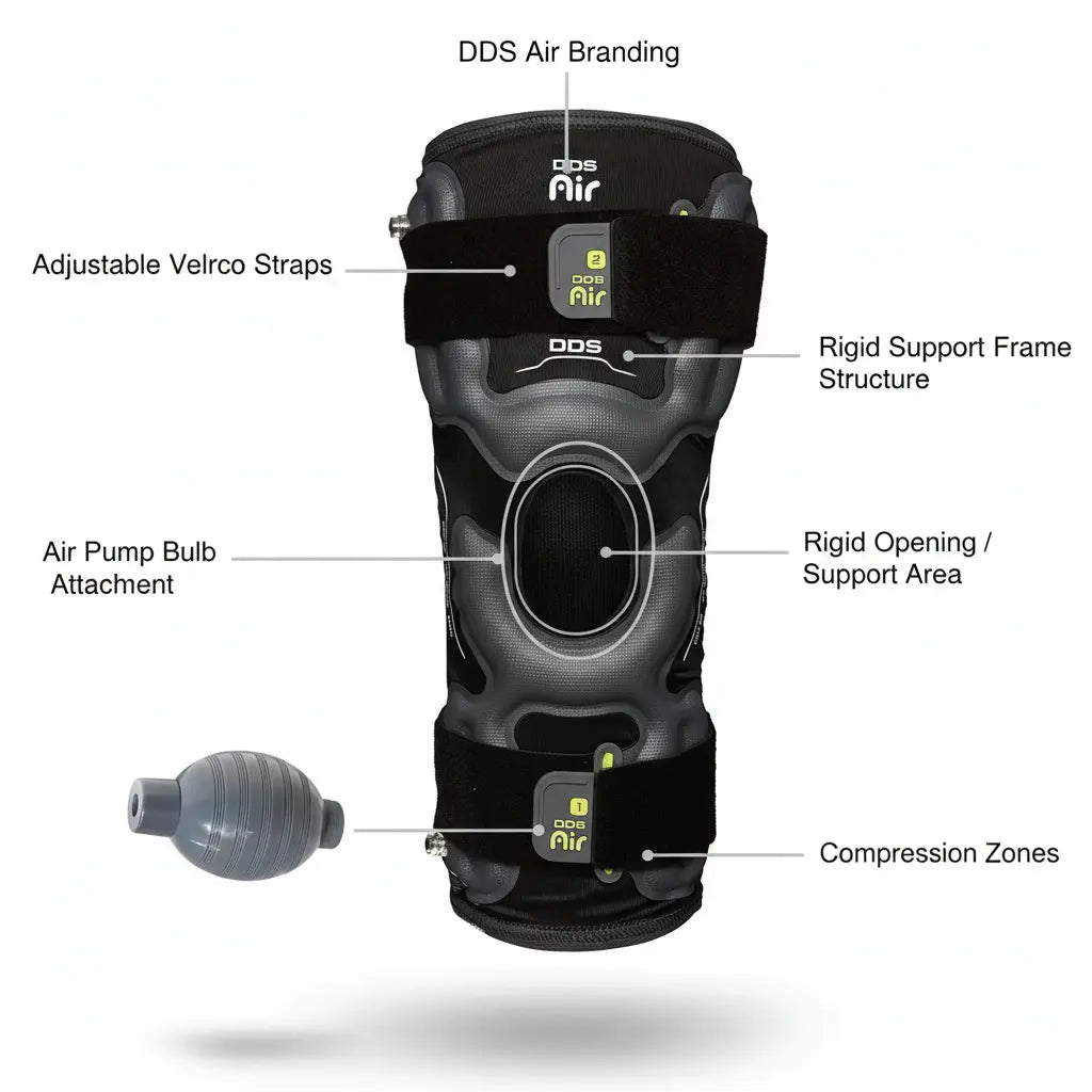 DDS Air Pneumatic Compression Knee Brace - Relief for Sore Joints Muscle Stiffness and Meniscus Pain. Compression Sleeve for Sports and Exercise Improve Circulation Reduce Knee Pain & Swelling (L) The Blue Coil