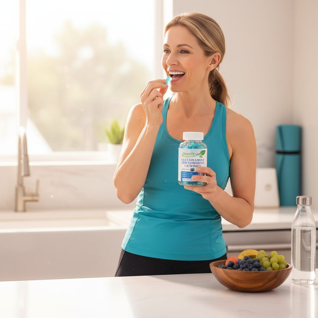 NutriVigor Glucosamine Chondroitin Gummies Extra Strength Joint Support Supplement with MSM & Elderberry Joint Support Supplement for Adults Men & Women Blueberry Flavor 120 Count The Blue Coil