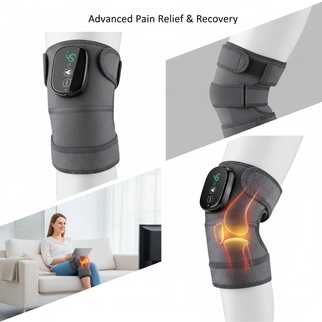 Heating Pad for Knee Brace with Massager Heated Knee Massager for Pain Relief Heated Knee Wrap for Knee Warmer The Blue Coil