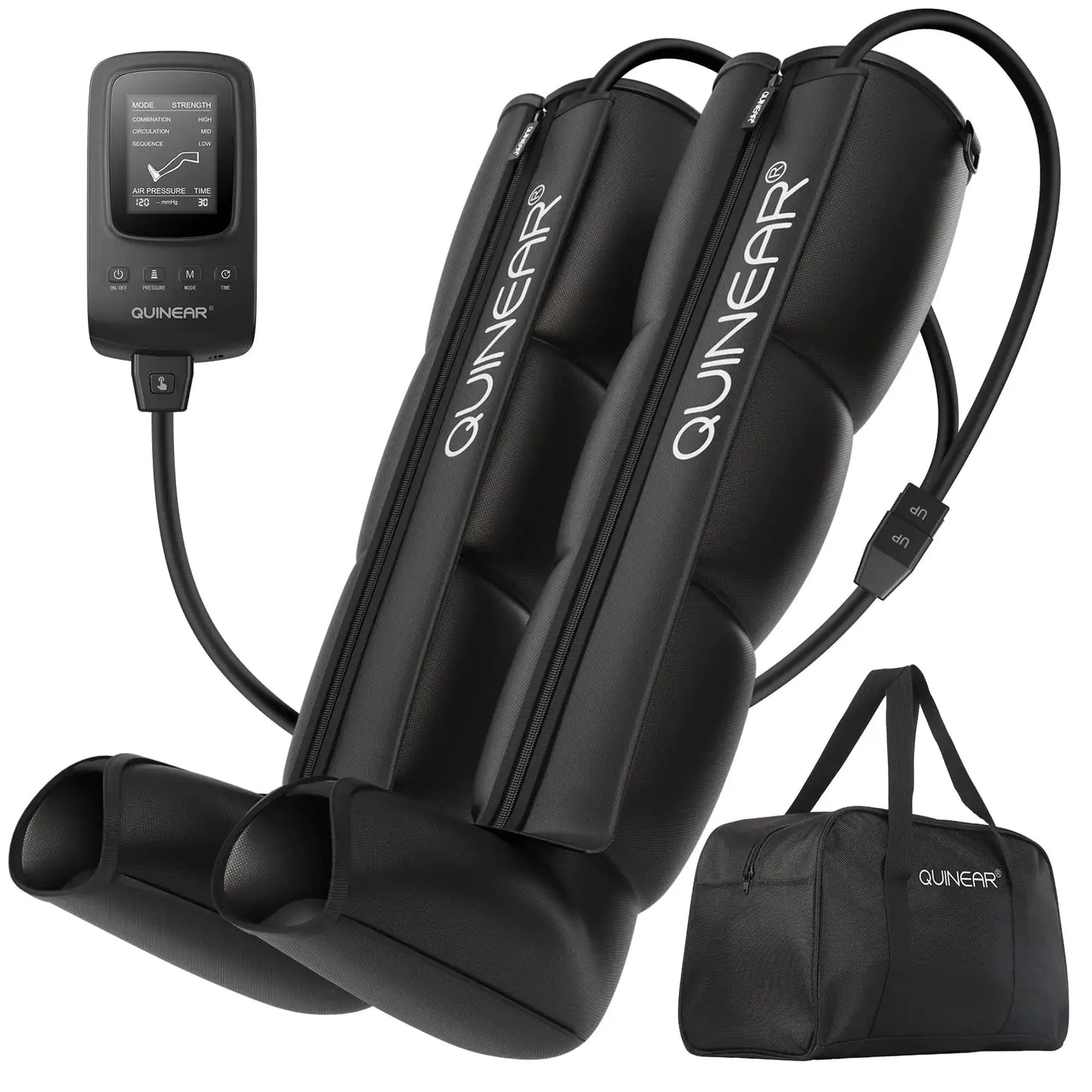 QUINEAR Air Compression Recovery System Professional Sequential Device for Massage Therapy Foot and Leg Recovery Boots to Improve Circulation for Athletes (Large) The Blue Coil