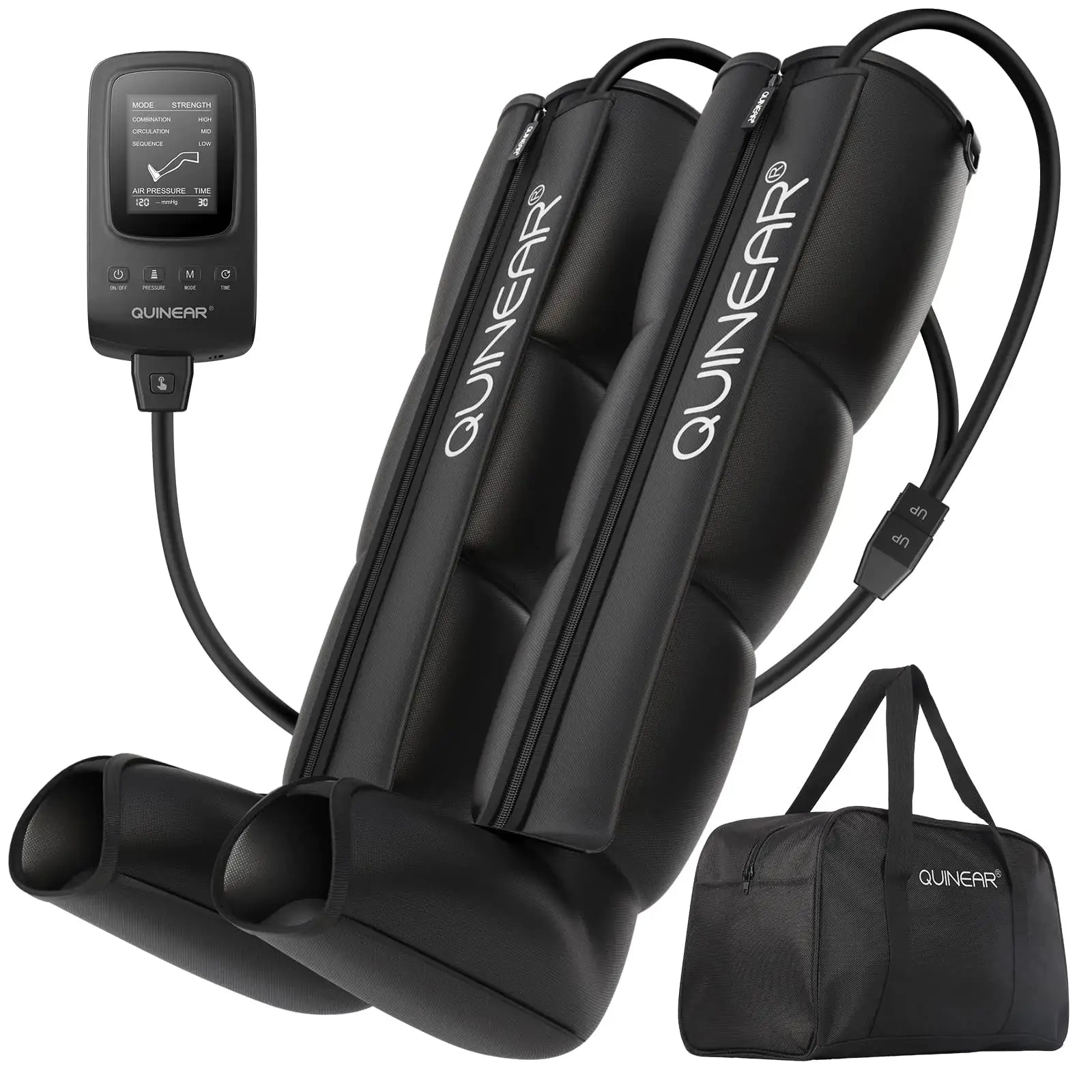 QUINEAR Air Compression Recovery System Professional Sequential Device for Massage Therapy Foot and Leg Recovery Boots to Improve Circulation for Athletes (Large) The Blue Coil