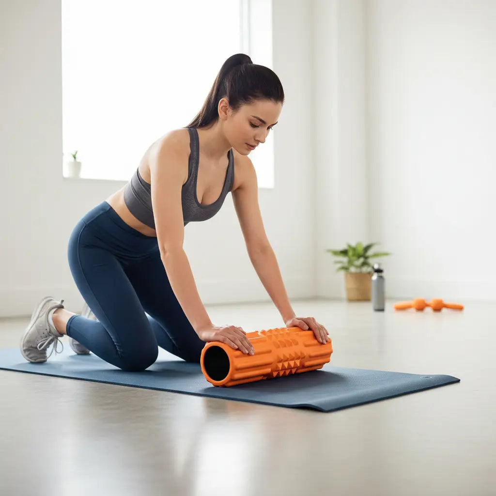 Zmarthumb 5 in 1 Foam Roller Set Trigger Point Back Roller Muscle Roller Stick Massage Ball Massage Roller Resistance Band for Deep Tissue Massage Fitness Exercise Yoga Pilates(Orange) The Blue Coil