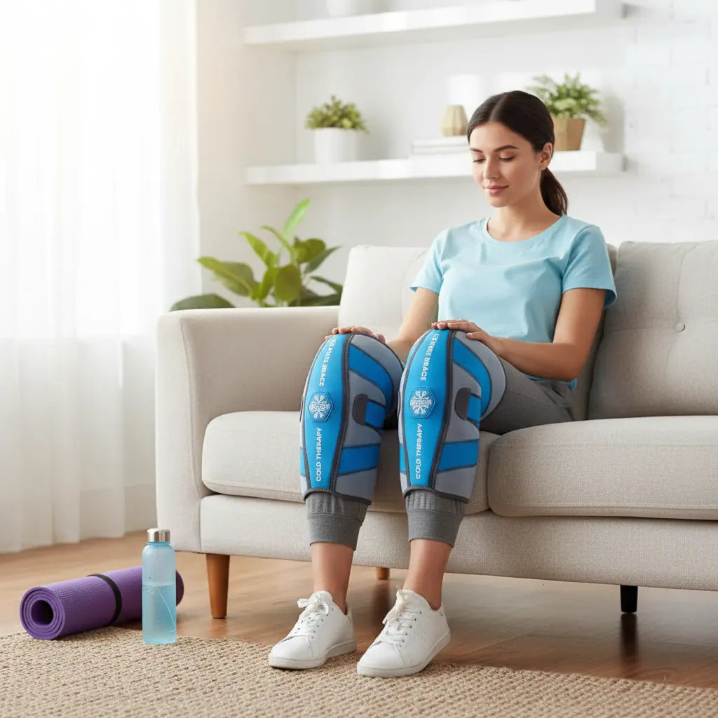 PELEGON® Knee Ice Pack Wrap (2 Pack) - Adjustable Ice Pack for Knee Surgery Recovery Equipment Arthritis Pain ACL Sports Injuries Knee Replacement Post Surgery Knee Strain for Long Duration The Blue Coil