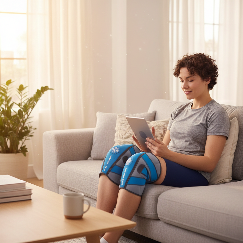 PELEGON® Knee Ice Pack Wrap (2 Pack) - Adjustable Ice Pack for Knee Surgery Recovery Equipment Arthritis Pain ACL Sports Injuries Knee Replacement Post Surgery Knee Strain for Long Duration - The Blue Coil