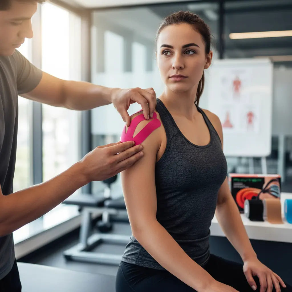 PHYTOP Kinesiology Tape - 80 Count Precut Strips (10" x 2") - Mixed Color K Tape for Muscle Joints Sports & Physical Therapy (Black, Beige, Light Blue, Pink) The Blue Coil