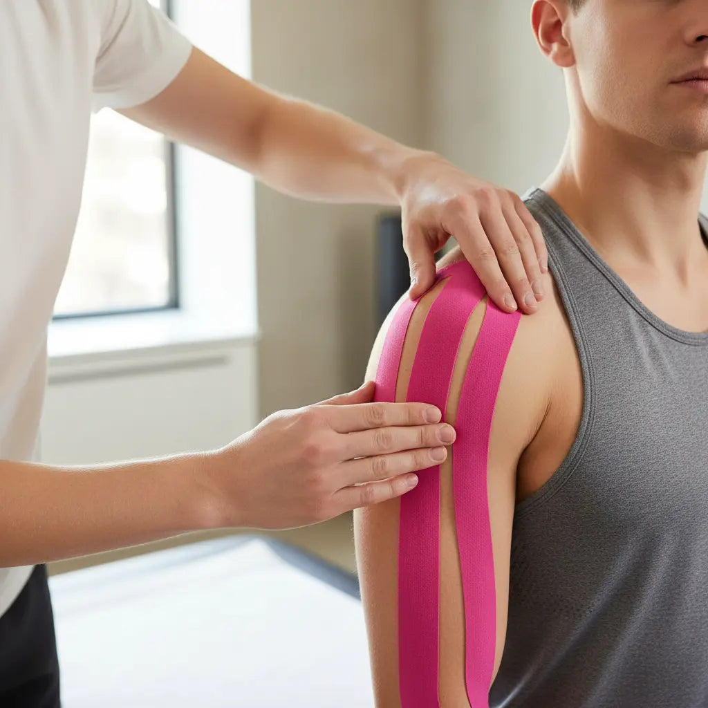 PHYTOP Kinesiology Tape - 80 Count Precut Strips (10" x 2") - Mixed Color K Tape for Muscle Joints Sports & Physical Therapy (Black, Beige, Light Blue, Pink) The Blue Coil