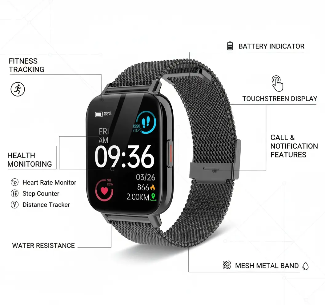 Smart Watch(Answer/Make Call) 1.85" Smart watch for Men Women IP68 Waterproof Smart Watches for Android iPhone Fitness Activity Tracker Heart Rate Sleep Monitor 100+ Sport Modes PedometerBlack. The Blue Coil