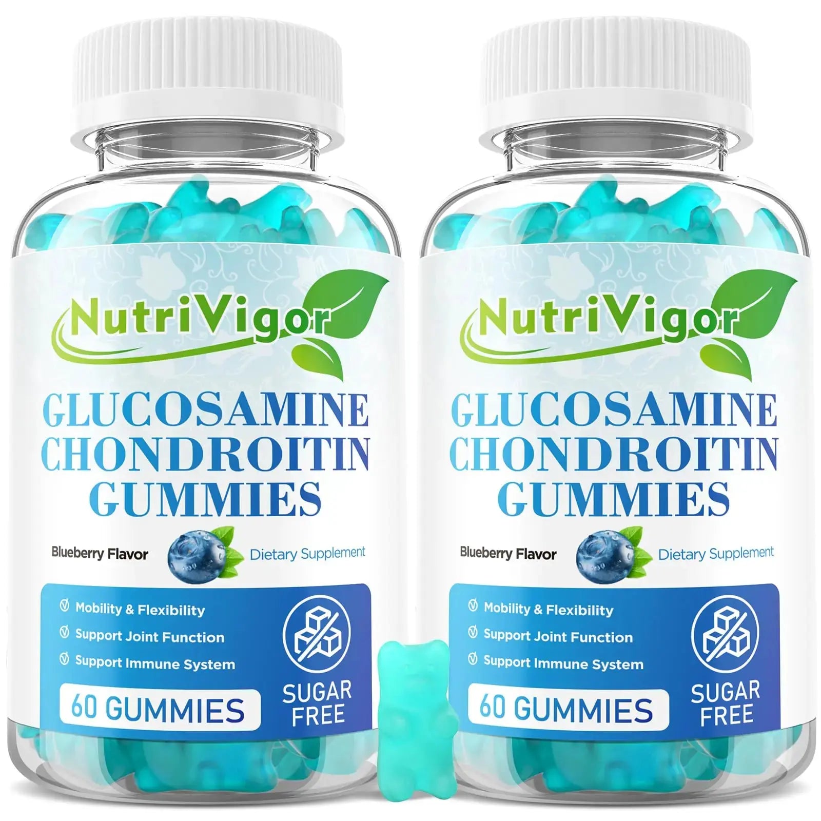 NutriVigor Glucosamine Chondroitin Gummies Extra Strength Joint Support Supplement with MSM & Elderberry Joint Support Supplement for Adults Men & Women Blueberry Flavor 120 Count The Blue Coil