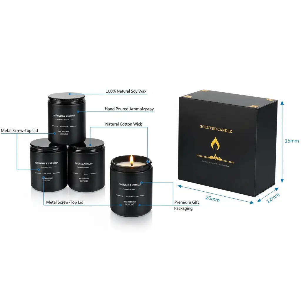 4 Pack Scented Candles for Men - Candles for Home Scented Soy Candles Scented Candles Set Men Candle Set Lavender/Rosemary & Gardenia/Sandalwood & Rose/Vanilla The Blue Coil