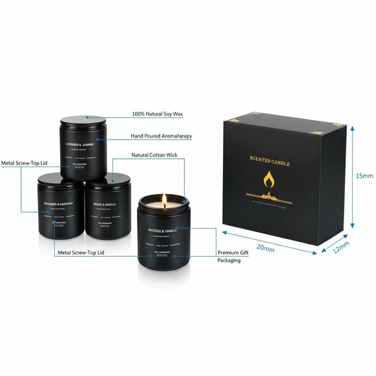 4 Pack Scented Candles for Men - Candles for Home Scented Soy Candles Scented Candles Set Men Candle Set Lavender/Rosemary & Gardenia/Sandalwood & Rose/Vanilla