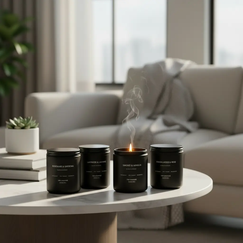 4 Pack Scented Candles for Men - Candles for Home Scented Soy Candles Scented Candles Set Men Candle Set Lavender/Rosemary & Gardenia/Sandalwood & Rose/Vanilla The Blue Coil