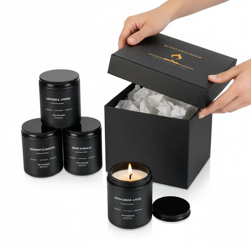 4 Pack Scented Candles for Men - Candles for Home Scented Soy Candles Scented Candles Set Men Candle Set Lavender/Rosemary & Gardenia/Sandalwood & Rose/Vanilla The Blue Coil