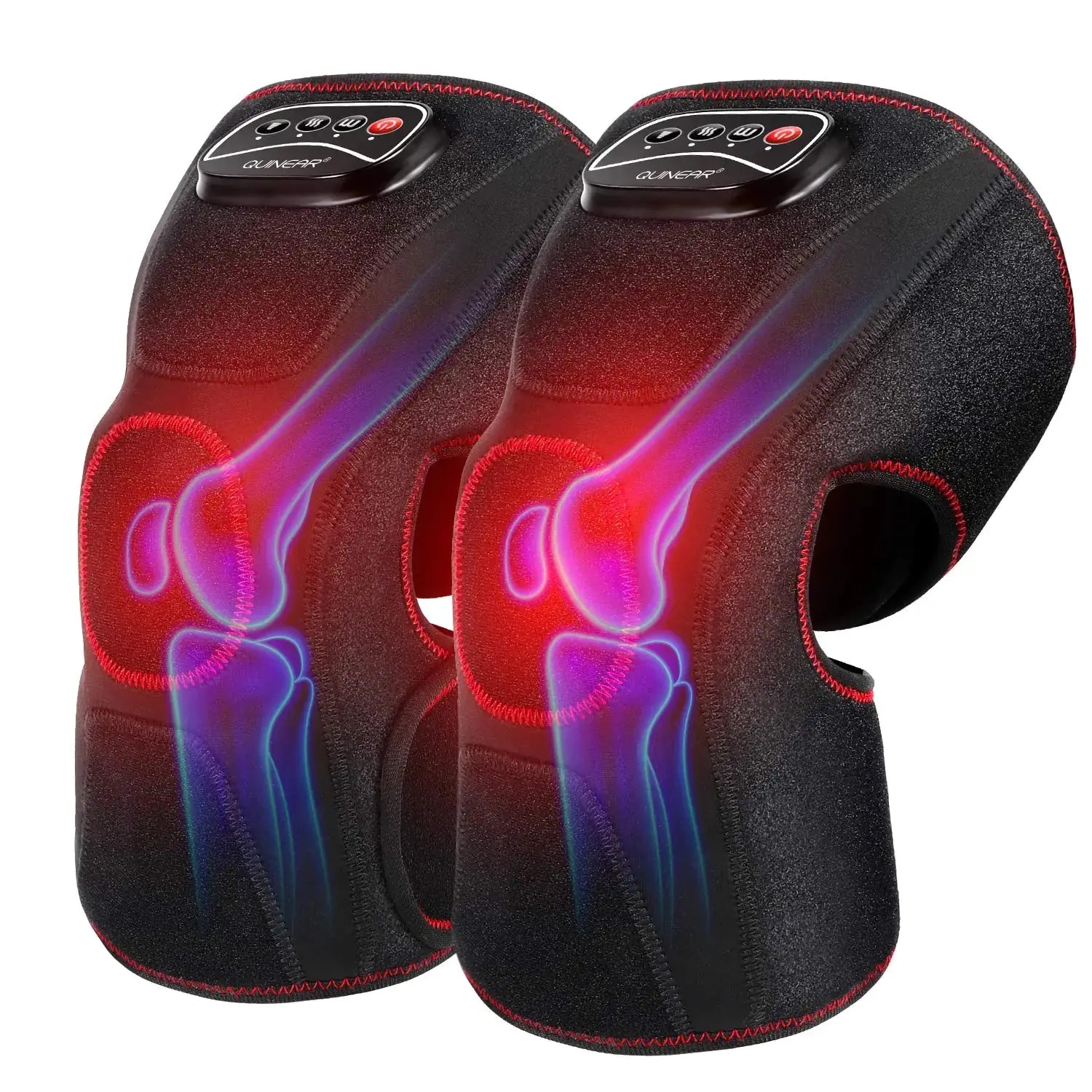 QUINEAR Knee Massager with Heat Air Compression Leg Knee Brace Wrap for Arthritis Pain Relief Eletric Heating for Joint Pain Cramps and Circulation 3 Modes & 3 Intensities - FSA or HSA Eligible The Blue Coil
