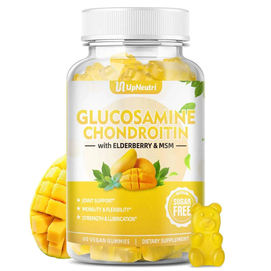 Sugar Free Glucosamine Chondroitin Gummies Extra Strength 1500mg Glucosamine with Chondroitin MSM & Elderberry & Turmeric Joint Support Supplement for Men & Women Move Free Joint Health The Blue Coil