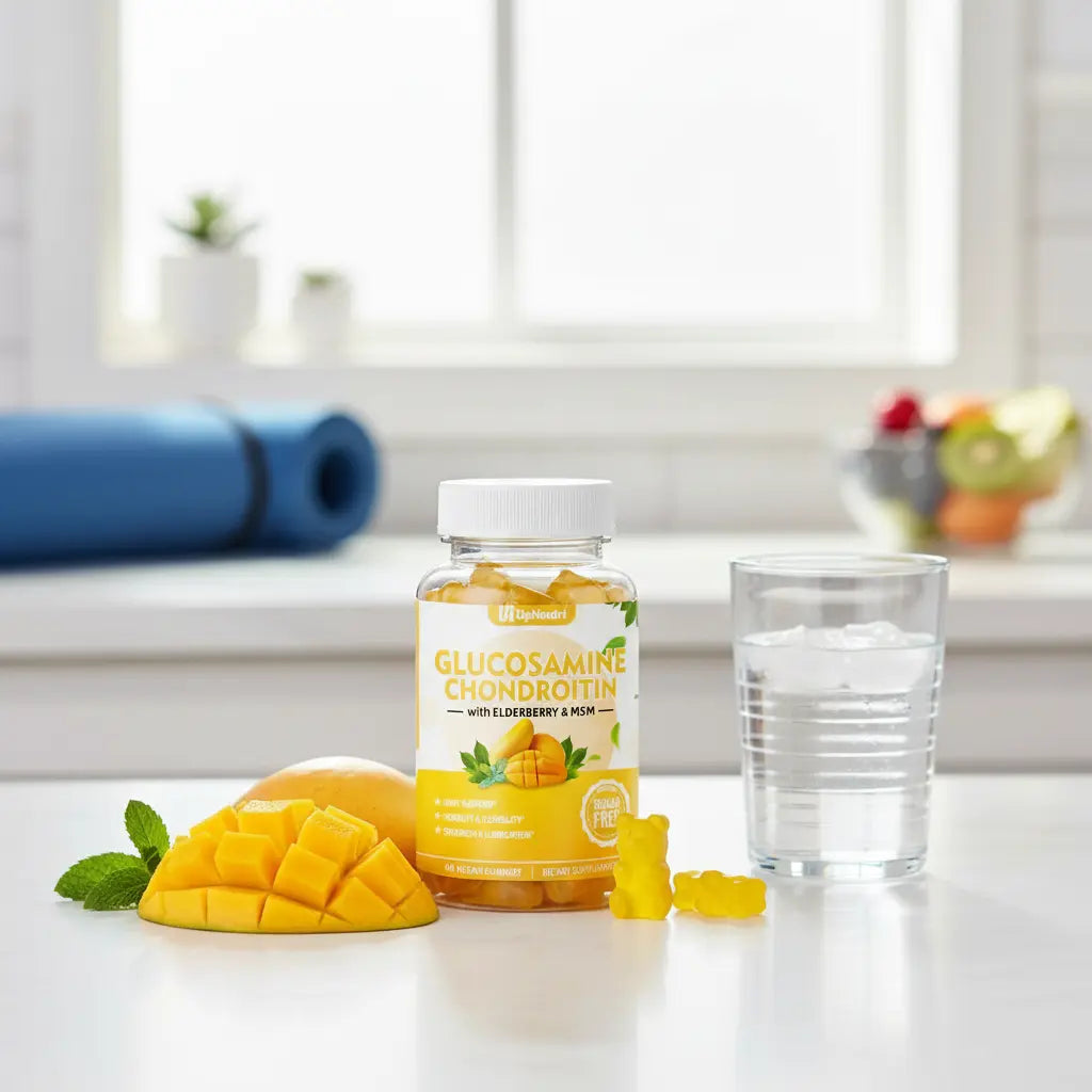 Sugar Free Glucosamine Chondroitin Gummies Extra Strength 1500mg Glucosamine with Chondroitin MSM & Elderberry & Turmeric Joint Support Supplement for Men & Women Move Free Joint Health The Blue Coil