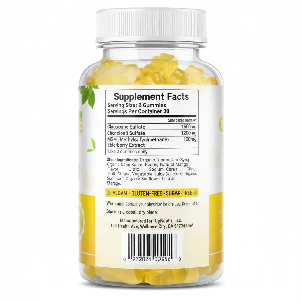 Sugar Free Glucosamine Chondroitin Gummies Extra Strength 1500mg Glucosamine with Chondroitin MSM & Elderberry & Turmeric Joint Support Supplement for Men & Women Move Free Joint Health The Blue Coil
