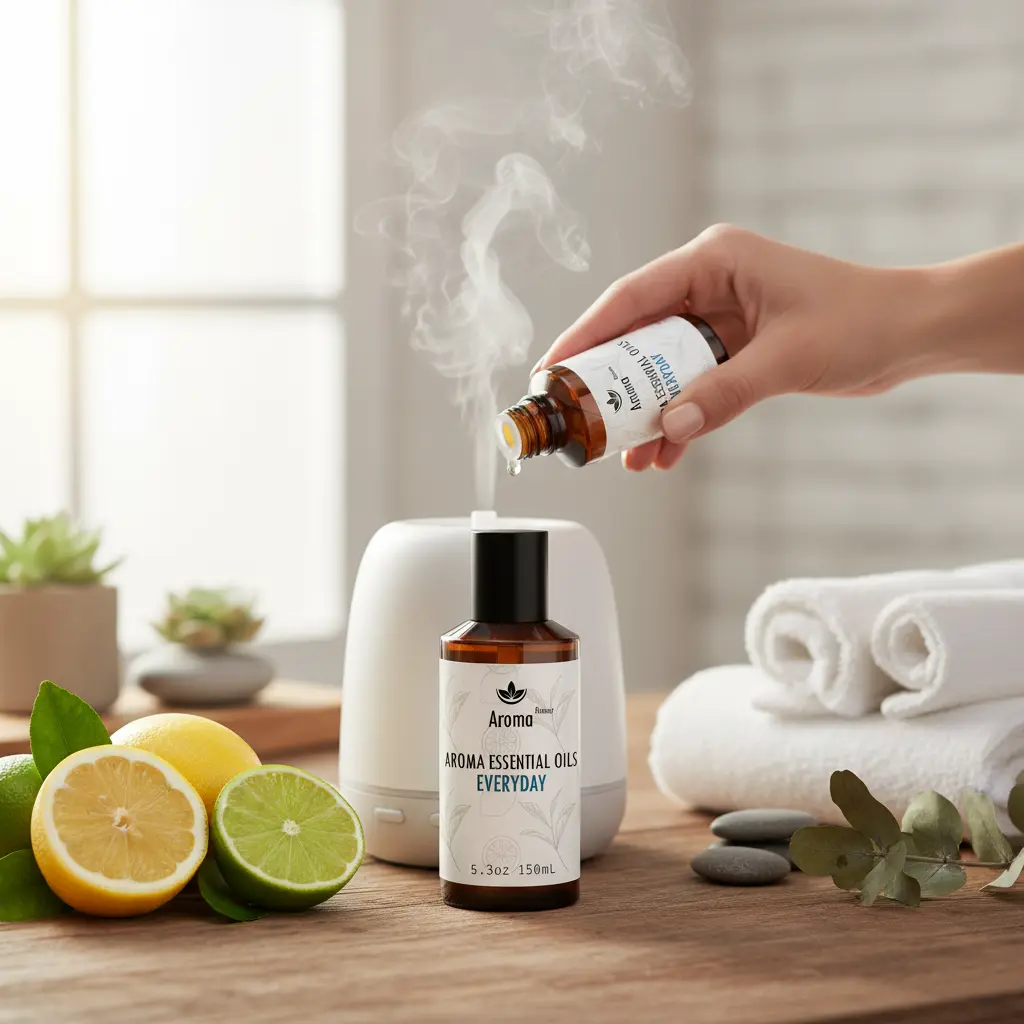 Hotel Scent Diffuser - Everyday Essential Oils for Scent Diffuser - Lemon LimeCitron Guaiac Wood Tea Leaves - Home Luxury Scents Aroma Fragrance for Home Office The Blue Coil