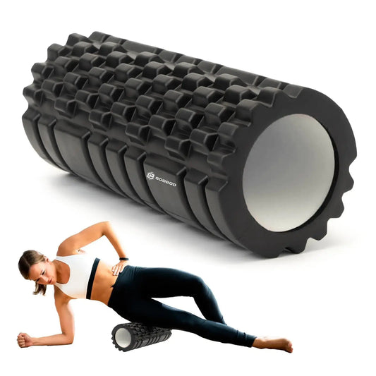 GODBOD Deep Tissue Foam Roller - High-Density Muscle Massage Roller for Recovery Pain Relief Trigger Point and Myofascial Release - Ideal for Athletes Gym and Physical Therapy - 13" x 5.5" Black The Blue Coil