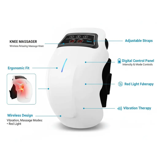 SGULNF Knee Massager Cordless Knee Massager for Pain Relief 9 Heating & 9 Vibration Levels Knee Massager for Family and Elders Gifts for Mom The Blue Coil