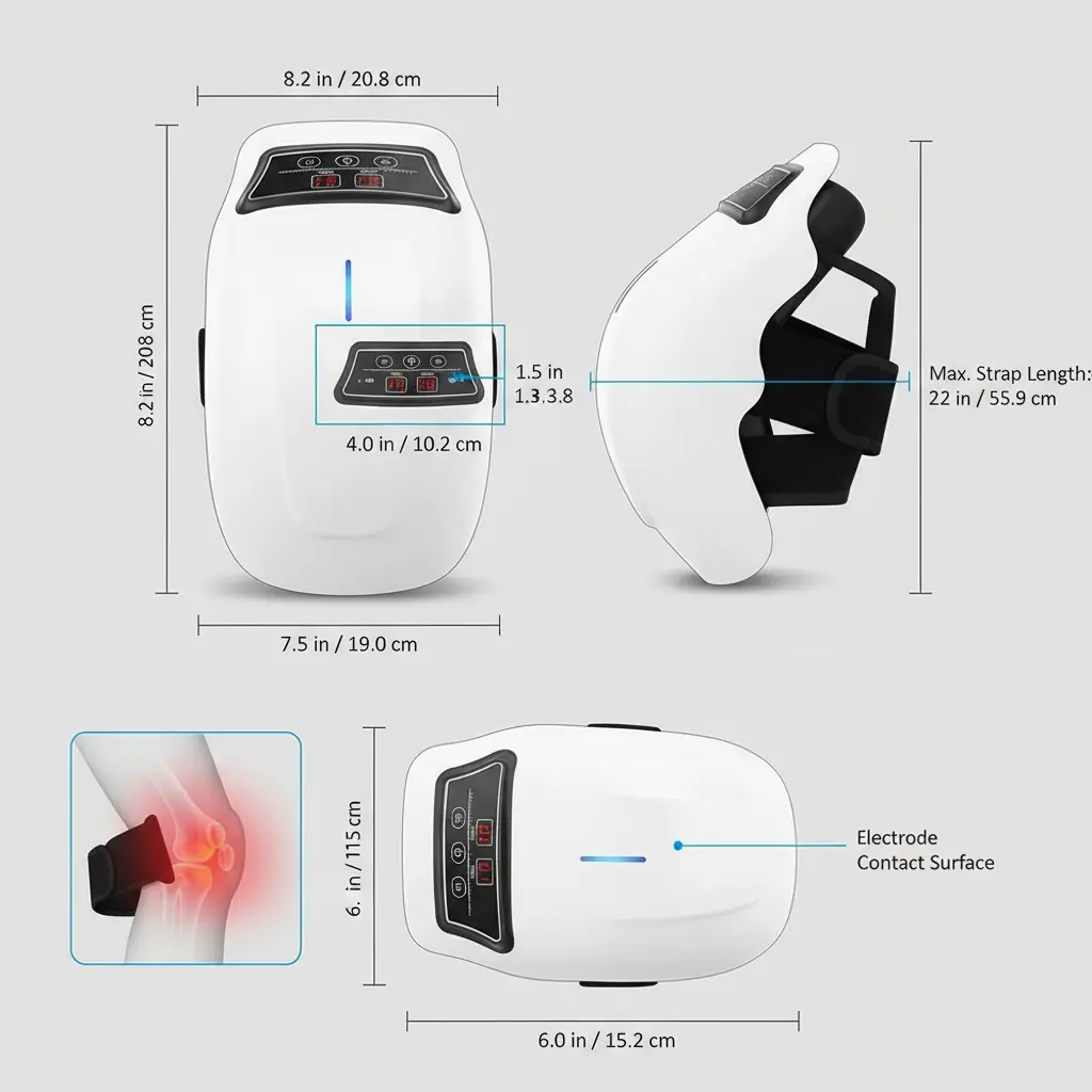 SGULNF Knee Massager Cordless Knee Massager for Pain Relief 9 Heating & 9 Vibration Levels Knee Massager for Family and Elders Gifts for Mom The Blue Coil