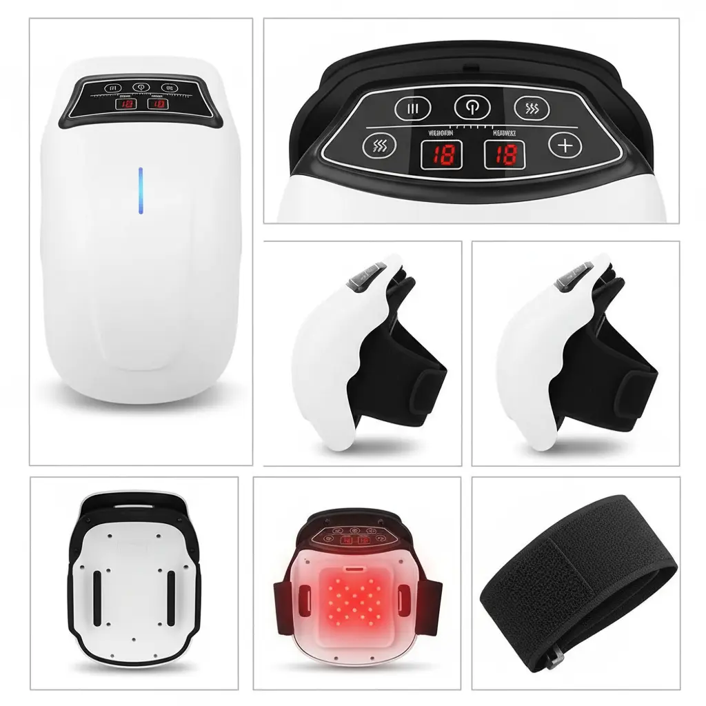 SGULNF Knee Massager Cordless Knee Massager for Pain Relief 9 Heating & 9 Vibration Levels Knee Massager for Family and Elders Gifts for Mom The Blue Coil