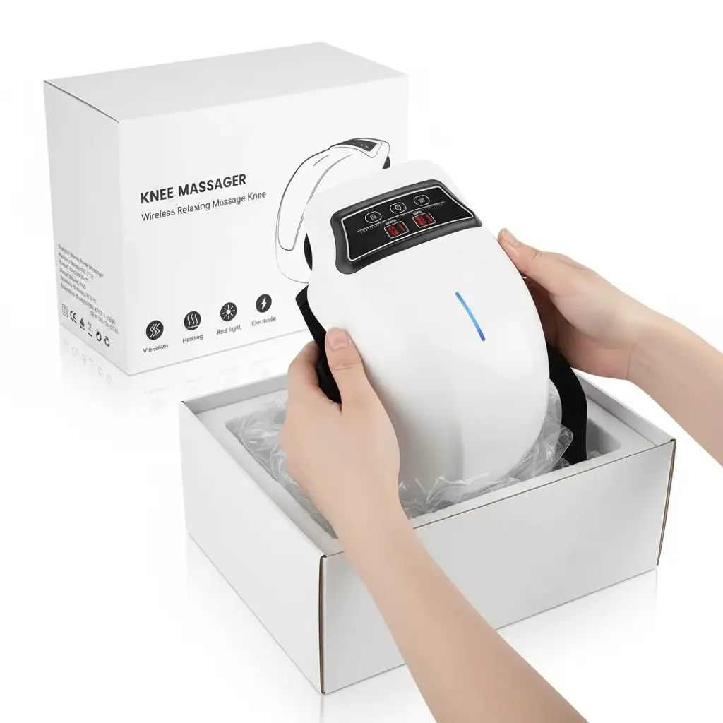 SGULNF Knee Massager Cordless Knee Massager for Pain Relief 9 Heating & 9 Vibration Levels Knee Massager for Family and Elders Gifts for Mom The Blue Coil