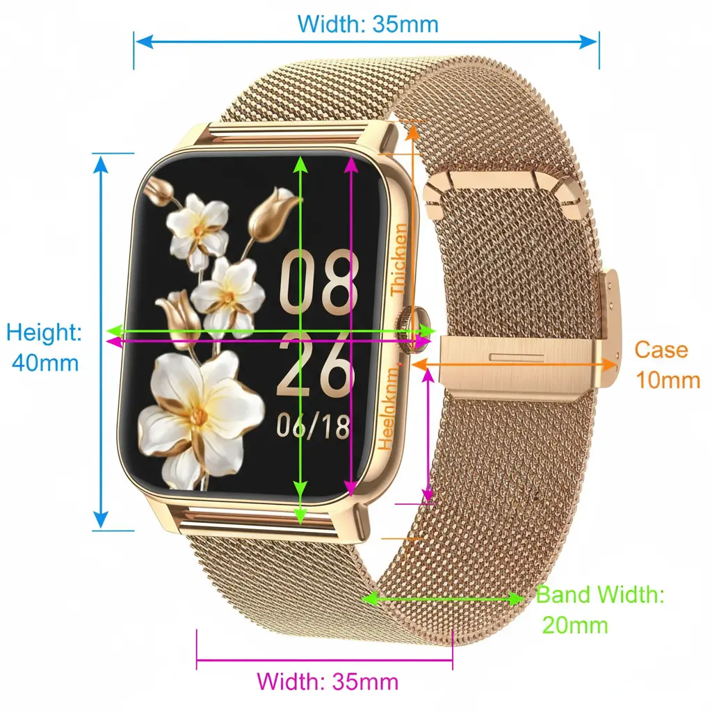 Smart Watch for Women Fitness Tracker: Gold Smart Watches for Women Digital Mens Watches Make/Answer Call Waterproof Running Smartwatch Android Phone iPhone Samsung Compatible Heart Rate Monitor The Blue Coil