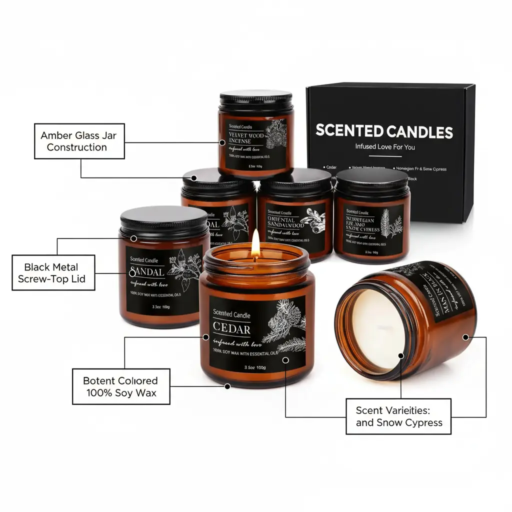 Candles for Men Women - Scented Candles Gifts for Men Women Long Lasting Candles for Home Scented Natural Soy Jar Candles Set for Boyfriend Him Dad Men Birthday Christmas Gifts The Blue Coil
