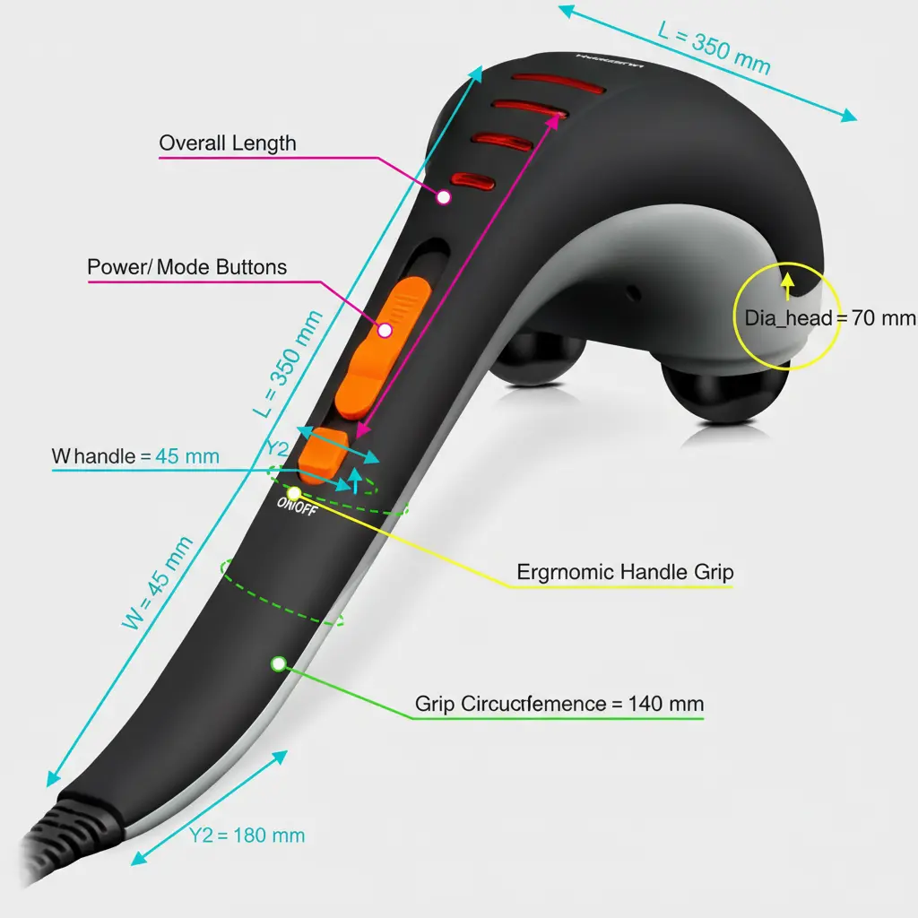 Hangsun Handheld Neck Back Massager for Pain Relief Deep Tissue Double Head Full Body Percussion Massage MG400 for Shoulder Leg Foot Muscles The Blue Coil